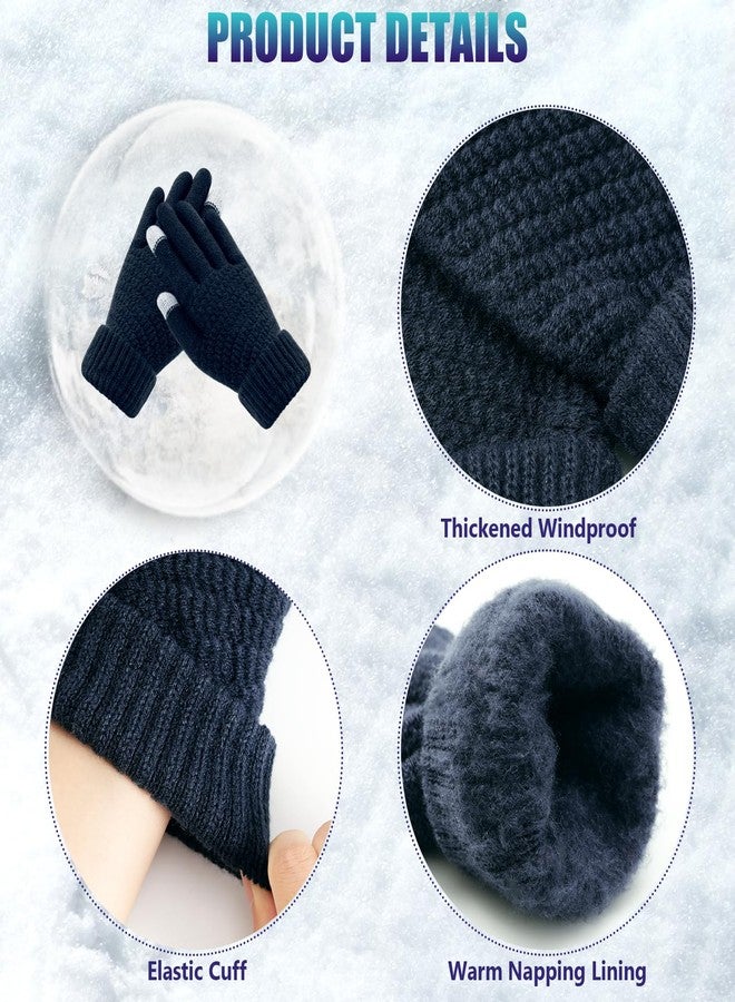 Premillow Womens Winter Gloves - 4 Pairs Touchscreen Winter Gloves for Women, Warm Glove with Elastic Cuff Knit Glove for Women Cold Weather, Black,Blue,Red,White - Image 4